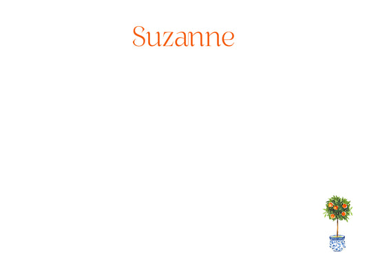 Personalized Note Card with Watercolor Citrus Tree