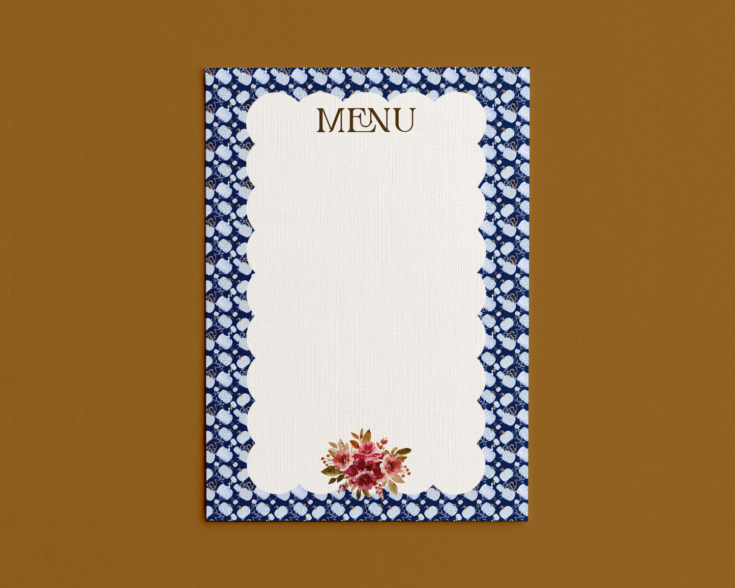 Blue Chinoiserie Menu Card - Heavy Stock - Set of 10