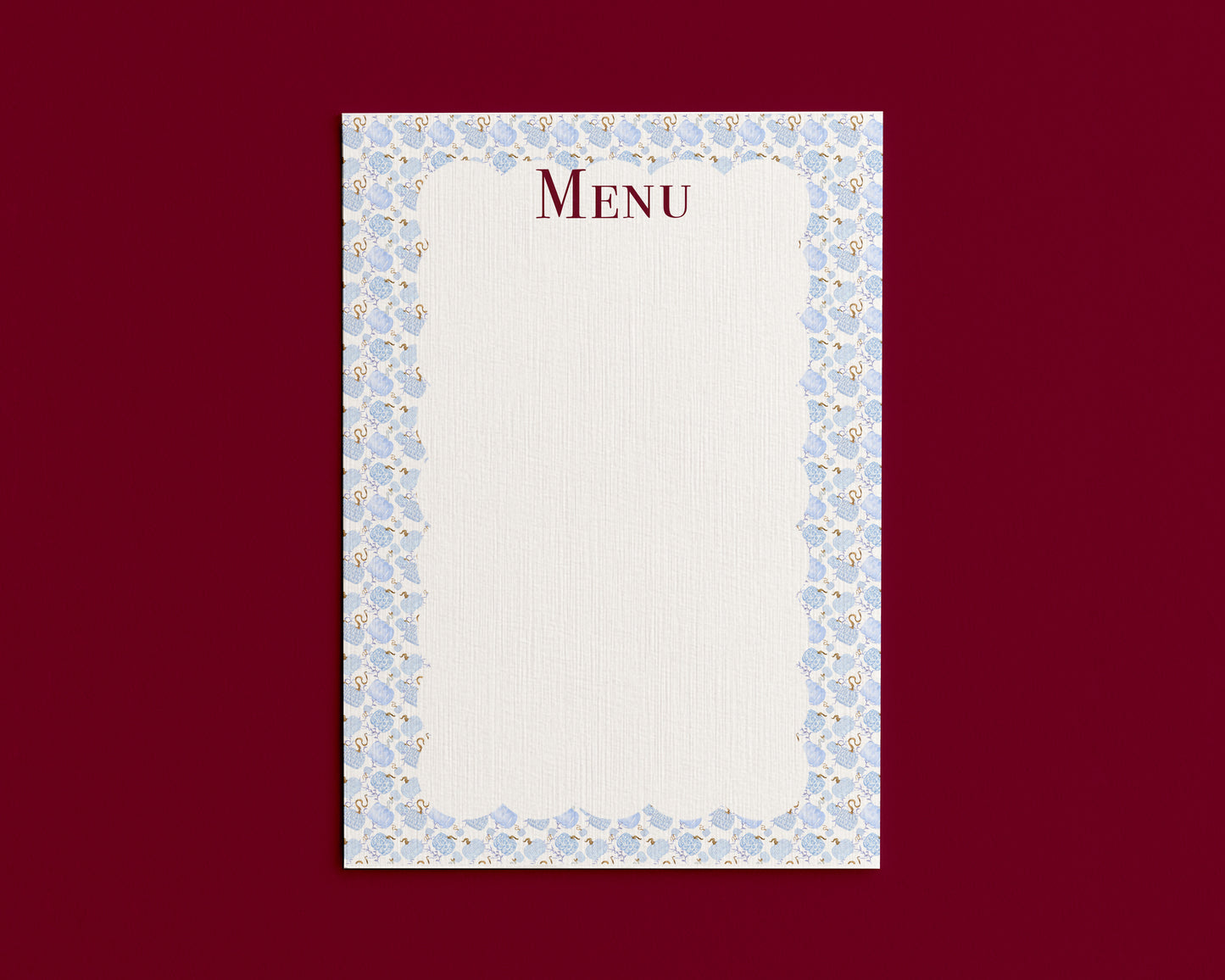 Pumpkin Chinoiserie Menu Card - Heavy Stock - Set of 10