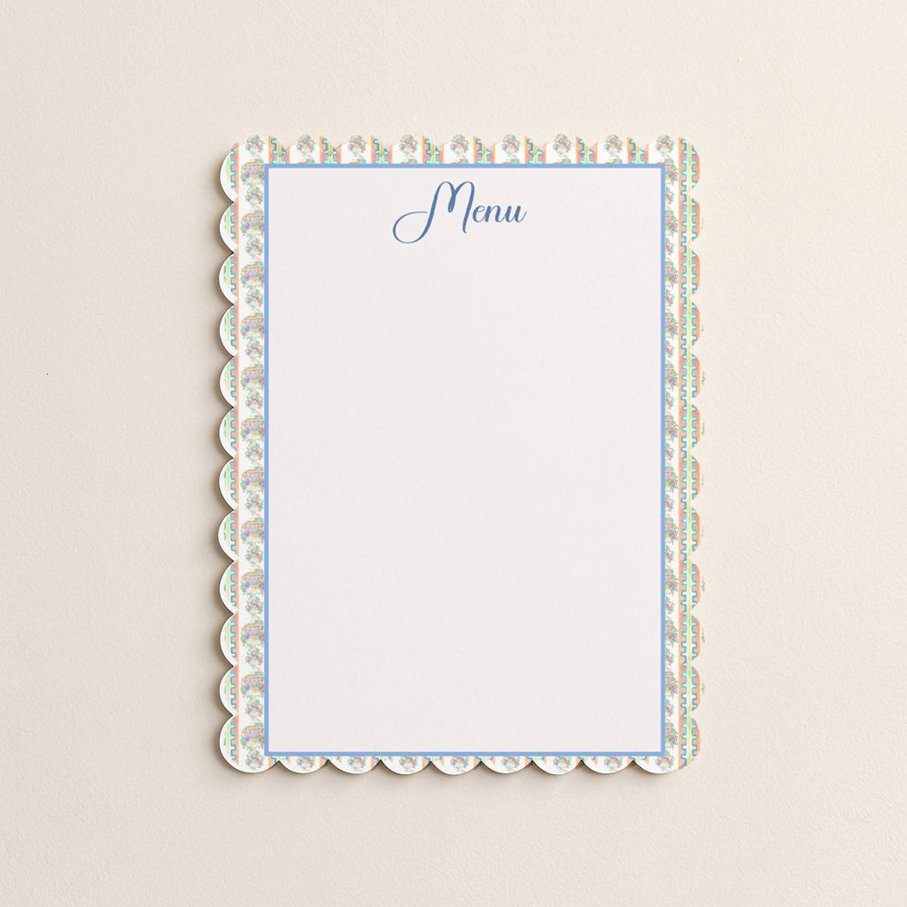 Multicolor Chinoiserie Menu Card - Heavy Stock - Set of 10