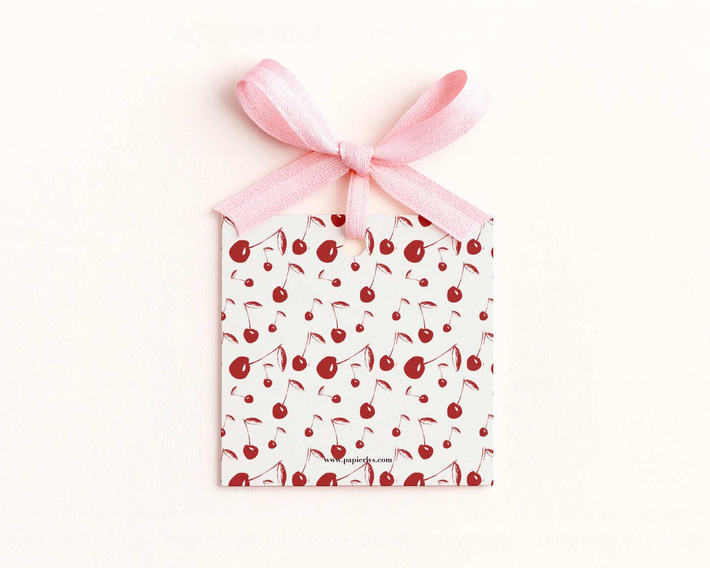 Gift Tag - "Cherry Christmas" hand painted pattern - set of 24