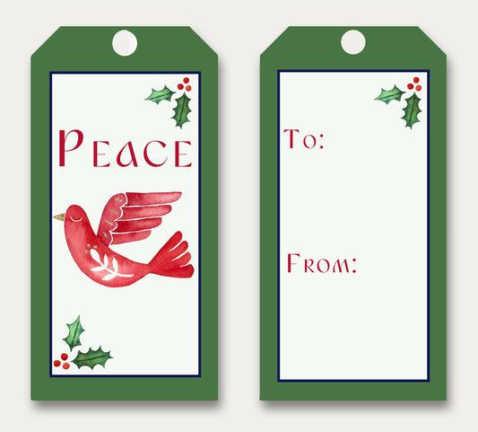 Gift Tag - Watercolor Holiday Folk Art - Set of 12