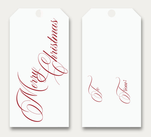 Gift Tag - Merry Christmas in Traditional Script - set of 12