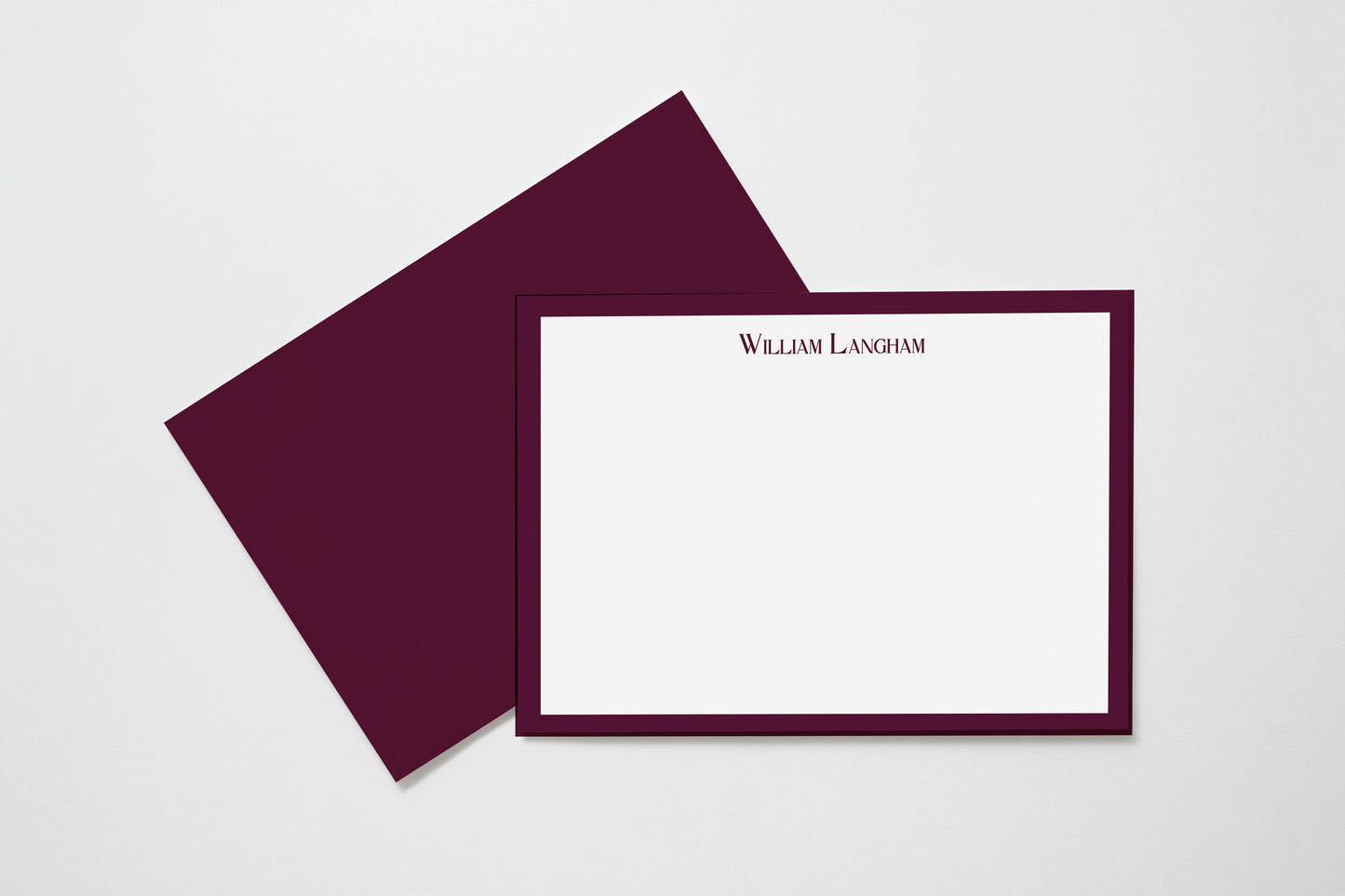 Bespoke Note Card with Dark Berry Border  - Set of 10
