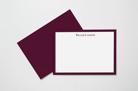 Bespoke Note Card with Dark Berry Border  - Set of 10