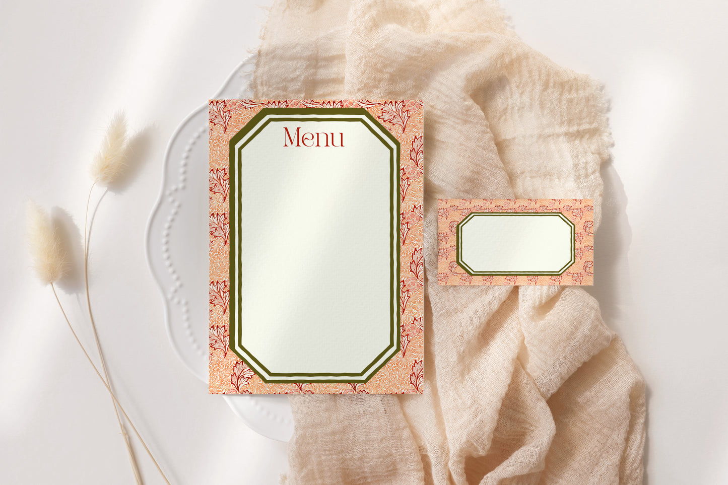 William Morris Pattern Menu Cards - Heavy Stock - Set of 10